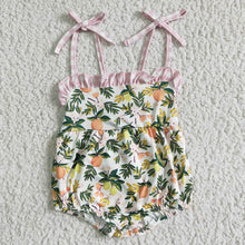 Load image into Gallery viewer, Baby girls peach summer strap rompers
