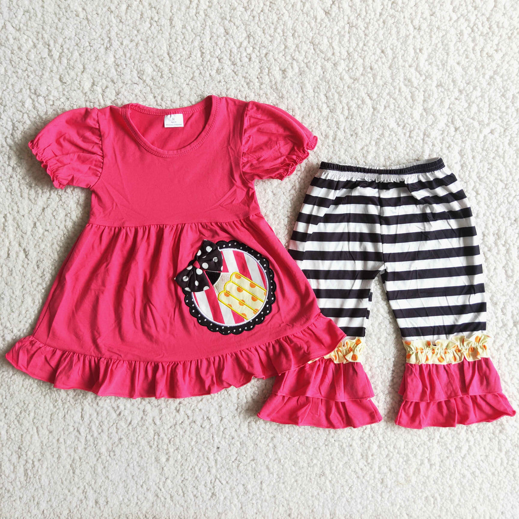 Hotpink pencil back to school capri set