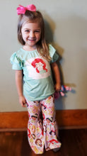 Load image into Gallery viewer, Mermaid princess girls flutter sleeve top bell pants sets
