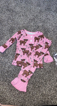 Load image into Gallery viewer, B7-25 Baby Girls western short sleeve pink heifer pants pajamas sets
