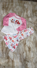 Load image into Gallery viewer, Baby girls valentines tractor long sleeve top bell pants sets

