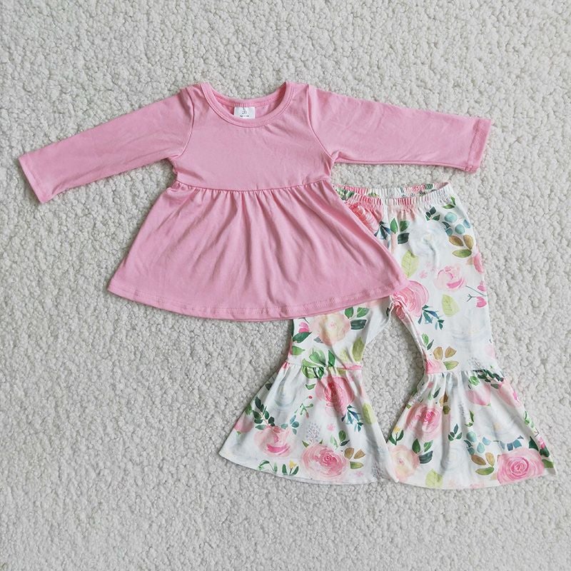 Pink Floral bell tunic sets