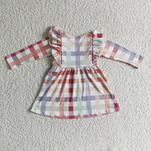 Load image into Gallery viewer, Baby Girls Thanksgiving Orange Plaid Knee Length Dresses
