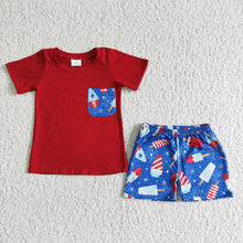 Load image into Gallery viewer, Baby boys pocket 4th of July shorts sets
