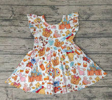 Load image into Gallery viewer, Baby girls Halloween bear twirl knee length dresses
