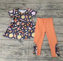 Load image into Gallery viewer, Baby girls Halloween candy cross legging pants clothes sets
