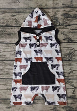 Load image into Gallery viewer, Baby boys cow hoodie western romper
