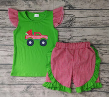 Load image into Gallery viewer, Baby girls watermelon tractor shorts summer sets
