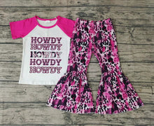 Load image into Gallery viewer, Baby girls western howdy bell pants clothing sets
