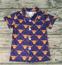 Load image into Gallery viewer, Baby Boys western button up navy cow shirts
