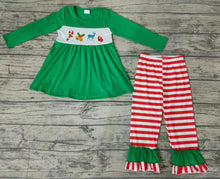 Load image into Gallery viewer, Baby girls Christmas deer tunic ruffle pants clothes sets
