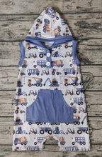 Load image into Gallery viewer, Baby boys summer Construction rompers
