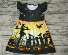 Load image into Gallery viewer, Baby girls Halloween pumpkin black pearl dresses
