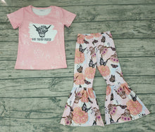 Load image into Gallery viewer, baby girls butterfly cow bell pants sets
