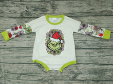 Load image into Gallery viewer, Baby girls Christmas green cartoon long sleeve rompers
