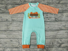 Load image into Gallery viewer, Baby boys pumpkin tractor rompers
