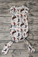 Load image into Gallery viewer, Baby newborn western cow green boys gown
