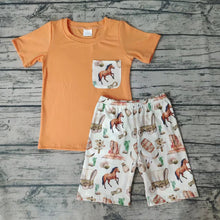 Load image into Gallery viewer, Baby boy western pocket shorts sets

