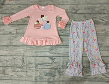 Load image into Gallery viewer, baby girls long sleeve shirt ruffle pants pink fall pumpkin sets
