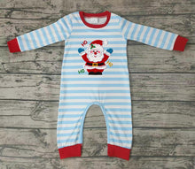Load image into Gallery viewer, Baby boys Christmas santa blue stripes rompers
