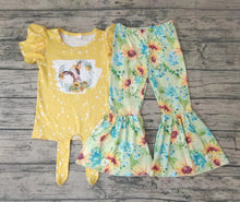 Load image into Gallery viewer, Baby Girls cute cow western floral bell pants sets
