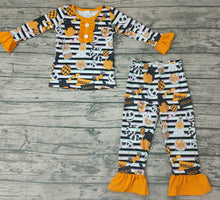 Load image into Gallery viewer, Baby Girls Halloween stripe cartoon pajamas clothes sets
