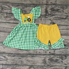 Load image into Gallery viewer, Baby girls tractor farm shorts sets
