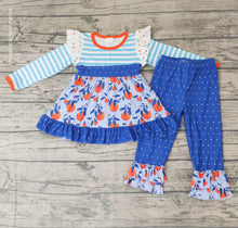Load image into Gallery viewer, Baby Girls fall blue color fruits long sleeve top pants clothes sets
