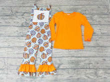 Load image into Gallery viewer, Baby girls fall pumpkin overall pants sets
