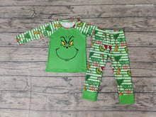 Load image into Gallery viewer, baby kids Christmas green color family pajamas clothing sets
