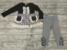 Load image into Gallery viewer, Baby girls Fall lace leopard pants clothes sets
