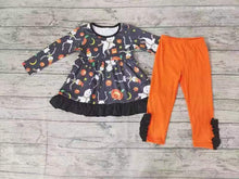 Load image into Gallery viewer, Baby girls Halloween ghost orange pants clothes sets
