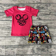 Load image into Gallery viewer, Baby boys cartoon red top summer shorts sets
