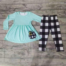 Load image into Gallery viewer, Baby girls pumpkin plaid legging clothes sets
