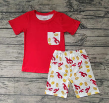 Load image into Gallery viewer, Baby boys lobster pocket tee shirt shorts sets
