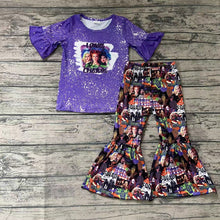 Load image into Gallery viewer, Baby girls witch purple Halloween bell pant sets
