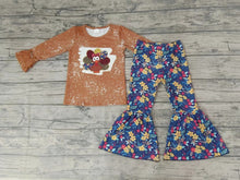 Load image into Gallery viewer, Baby Girls thanksgiving turkey floral bell pants clothing sets
