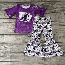 Load image into Gallery viewer, Baby Girls Halloween purple hat Big witches energy bell pants sets
