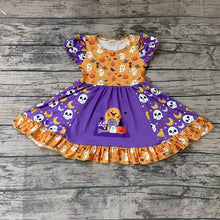 Load image into Gallery viewer, Baby girls pumpkin halloween ghost twirl dresses
