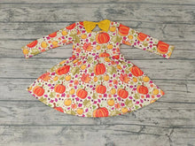 Load image into Gallery viewer, Baby girls Fall pumpkin leaves knee length dresses
