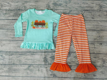 Load image into Gallery viewer, Baby girls pumpkin tractor ruffle clothes sets
