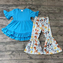 Load image into Gallery viewer, Baby girls animal farm hi-low tunic bell pants clothes
