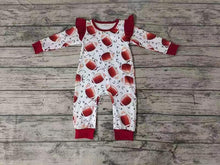 Load image into Gallery viewer, Baby girls baseball fall rompers
