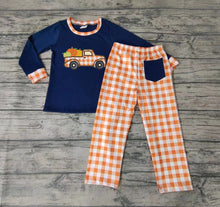 Load image into Gallery viewer, Baby boys pumpkin tractor plaid pants sets
