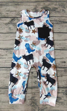 Load image into Gallery viewer, Baby boys cow western rompers
