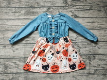 Load image into Gallery viewer, Baby girls bow ghost Halloween dresses
