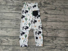 Load image into Gallery viewer, Baby boys cow western cactus rompers
