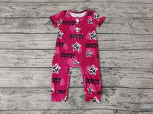Load image into Gallery viewer, Baby boys red howdy western rompers
