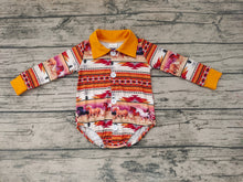 Load image into Gallery viewer, Baby Boys Western horse western long sleeve rompers
