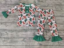 Load image into Gallery viewer, baby Girls christmas West Santa Cactus pajamas sets
